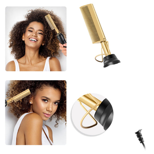 Peigne Électrique Double Usage – Lissage et Boucles