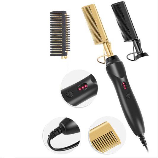 Peigne Électrique Double Usage – Lissage et Boucles